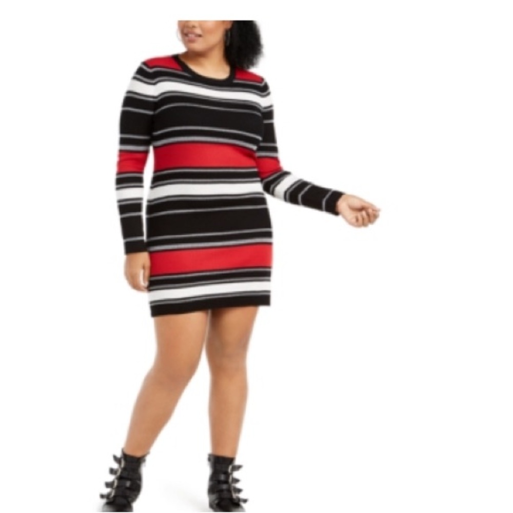 Planet Gold (FLAW) 2X Black Red Silver White Color Block Body Con Sweate…